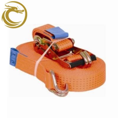 China Polyester 50MM Cargo Lashing Ratchet Webbing Tie Down Belt With Double J-Hooks for sale