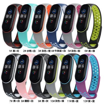 China 100pc/lot Two Colors Colorful MI Band 5 Strap Soft Silicone TPU MI Band 5 Straps Wrist Strap Replacement for xiaomi MI band 5 for 5/6 xiaomy for sale