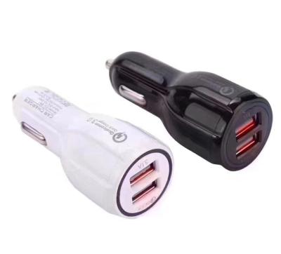 China Voltage Monitoring Car USB Charger Fast Charging 3.0 Mobile Phone Travel Adapter 2 Port USB Fast Car Charger For iPhone Samsung for sale