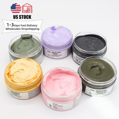 China Amazon Success Dropshipping Herbal Rose Face Mud Clay Mask Green Herbal 100% Facial Mask Herbal Anti-Wrinkle Dropshipping Turmeric Rose for Acne Skin for sale