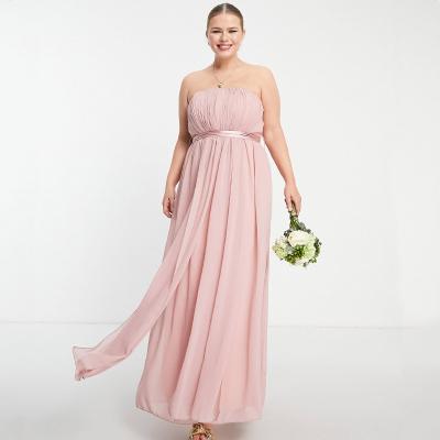 China Anti-wrinkle plus size maxi bridesmaid dress strapless off shoulder multiway in dusty pink elegant bridesmaid dresses for sale