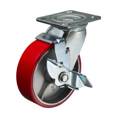 China Wholesale Customization Semi-Pneumatic Caster Wheels 4 Inch PU Roller Bearing Steel Rustproof Heavy Duty Casters for sale