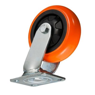 China 5 Inch Semi-pneumatic Wholesale High Quality Industrial Orange Swivel Caster Heavy Duty Rotary Wheels for sale