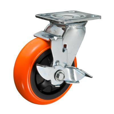 China Heavy Duty Semi-pneumatic Material Handling Equipment 4inch Ball Bearing PP Swivel Casters With Brake for sale