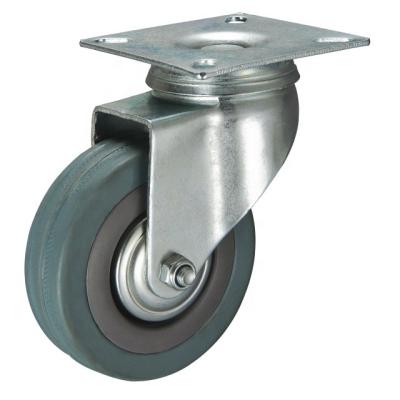 China 130 Series Gray Rubber Semi-Pneumatic Wheel Caster With Single Bearing Casters, Furniture Caster Wheels for sale