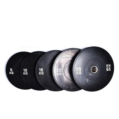 China Custom Durable Rubber Weightlifting Competition Solid Black Printed Style Logo Bumper Plates for sale