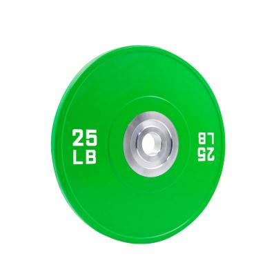 China 25 Pound Plain Green Barbell Flat Bumper Durable Low MOQ Custom Print Sign for sale