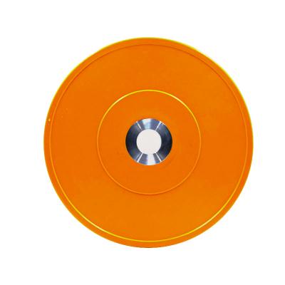 China Universal Brightly Colored Custom Universal Pound / Kg Round Shape Competition Weightlifting Plates Orange for sale