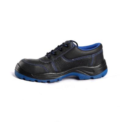 China Black Embossed Cow Leather Footwear Steel Toe Lace up Closure Security Safety Shoes for sale