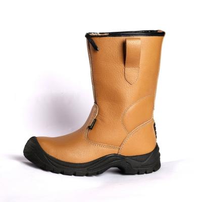 China Shengjie Shock Proof Yellow Leather High Top Safety Boots Steel Toe Protection PU Steel Sole Safety Shoes for sale