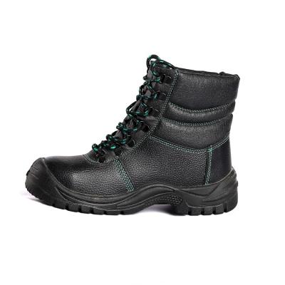 China Anti Slip Cut Leather Upper Shock Absorbing PU Sole Steel Toe Protection Winter Safety Shoes for sale