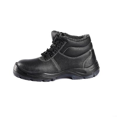 China Winter Anti Smash Steel Toe Cow Leather Wool Lining Comfortable Workmans Man Safety Shoes for sale