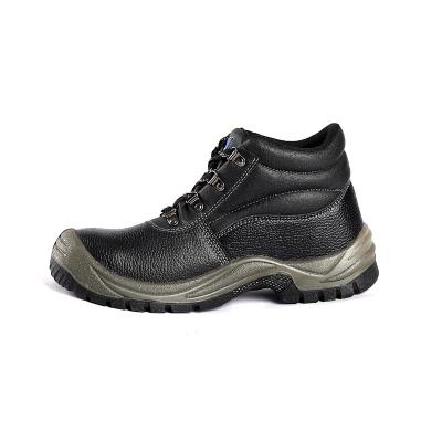 China OEM Factory Black Leather Construction Safety Boots Work Steel Toe Steel Plate Safety Shoes for sale