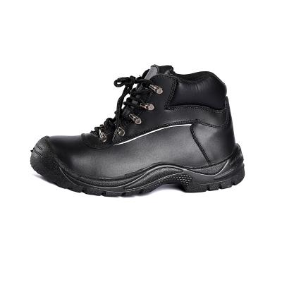 China Genuine Leather Waterproof Safety Shoes Mid Cut Steel Toe Steel Plate Industrial Anti Slip Protective for sale