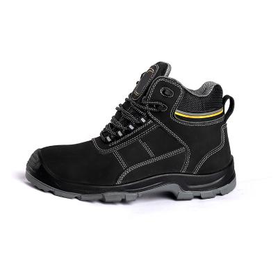 China Mid Top Work Shoes Steel Toe Men'S Industrial Safety Shoes Anti Smash Genuine Leather Oil Proof for sale