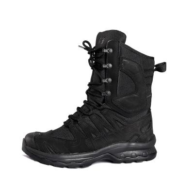 China Shengjie Brand Name OEM Breathable Black Hiking Walk Boots with Metal Eyelets High Standard Outdoor Shoes for sale