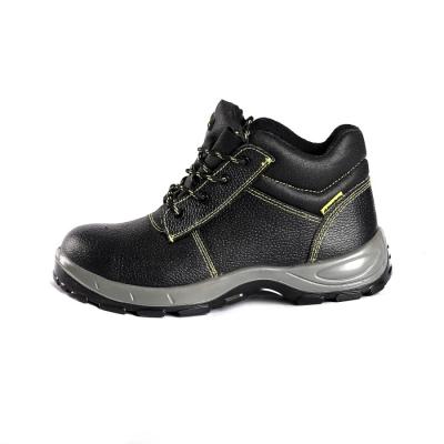 China Middle Cut Genuine Leather Safety Shoes with Steel Toe and Plate Anti Smash Waterproof Work Boots for sale