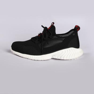 China Breathable Fly Knit Safety Shoes with Metal Safety Toe in Black and Red for sale