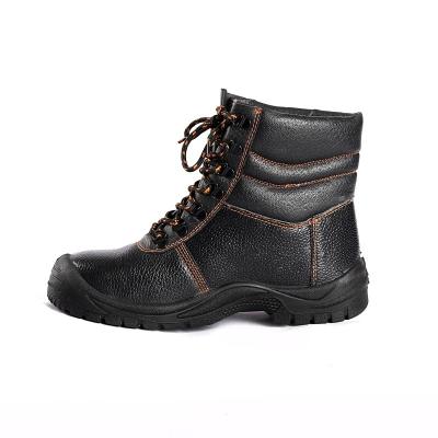 China Zapatos de seguridad de pie de acero de cuero de vaca en relieve para zapatos de trabajo antipunción y antiestáticos para mujeres en venta