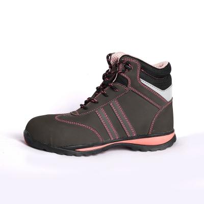 China Zapatos de seguridad Shengjie de tejido de nylon Gusset de cuero genuino superior para deportes y recreación Botas de trabajo rosas en venta