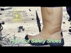 shengjie shock proof yellow leather high top safety boots steel toe protection pu steel sole safety