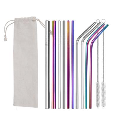 China Amazon Viable Hot Sale Metal Drinking Straws Reusable Stainless Steel Straws Set With Pouch Bag For 20 Ounce Tumblers for sale