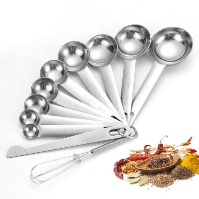 China Wholesale 11PCS Sustainable Stainless Steel Spoons Set With Egg Beater And Ruler Measuring Scraper for sale