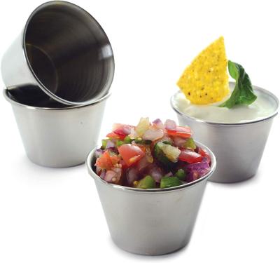 China Sustainable 2.5-Ounce Round Stainless Steel Ramekin Condiment Sauce Cups for sale