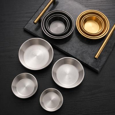 China Viable Stainless Steel Innards Appetizer Dish Mini Saucers Dishes Sushi Dipping for sale