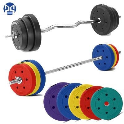 China Universal Colored Gym Rubber Fitness Weight Plates ABS Material Power Barbell Cast Weight Sand Filled Dishes for sale