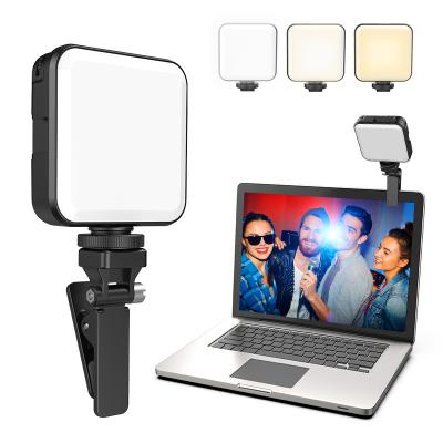 China Video Conference Plastic Light with 2000mAh Rechargeable Battery 3000-6000K LED Light for Laptop Computer Clip on Camera Lights for sale