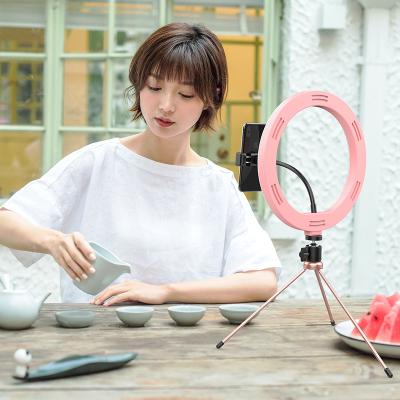 China USB Dimmable LED Studio Camera Ring Light Phone Video Light Lamp with Tripods Selfie Stick Ring Table Fill Light for sale