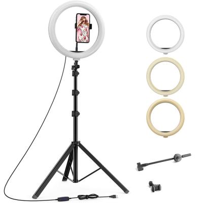 China Aluminum Alloy Dimmable LED Ring Light with Tripods Stand Phone Holder USB Selfie Ring Lamp Ringlight for Makeup Youtube TikTok Vlogging for sale