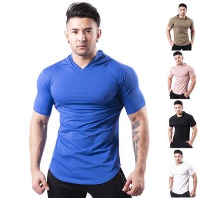 China High Quality Men's Gym T-shirt Muscle Gym T-shirt Custom Fashion Soft Men's Gym Hooded Outdoor Basketball Cotton Sportswear QUICK DRY for sale