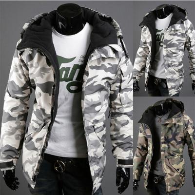 China Viable Popular Winter Camouflage Outdoor Men's Jackets Coats Hooded Sweatshirt Thick Warm Thick Bomber Men's Winter Custom Jackets for sale