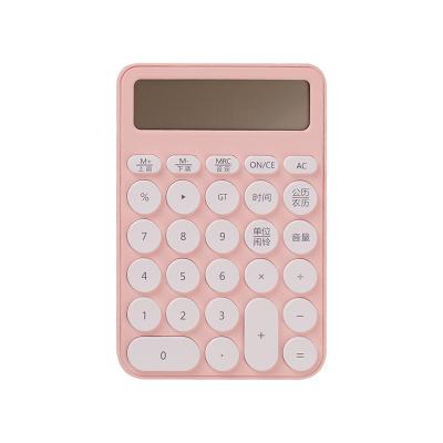 China Universal Purpose Calculator 12 Digits Desktop Gift Business Calculator Talking Colorful Round Dual Power Button for sale