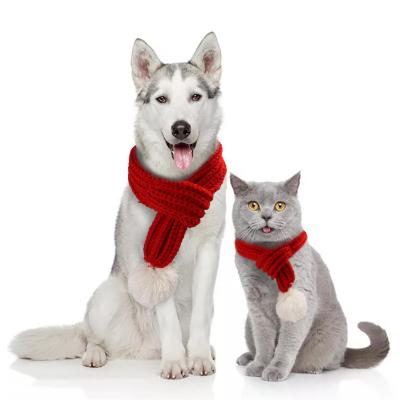 China Wholesale Viable Dog Christmas Scarf Knitted Cute Dog Bib Cat Scarf for sale