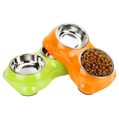 China High Quality Viable Pet Bowl Stainless Steel Dog Bowl Stainless Steel Paw Shape Cat Bowl Cute Double Double for sale