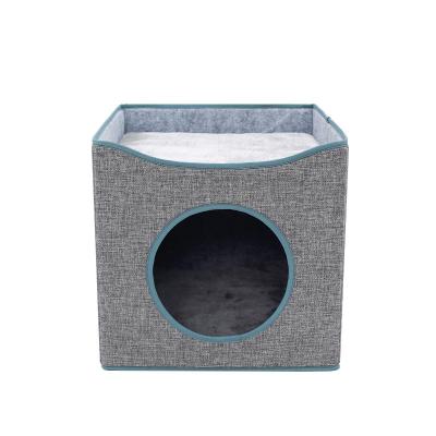 China Factory Custom Foldable Luxury Two Tier Pet House Cat Bed Breathable for sale