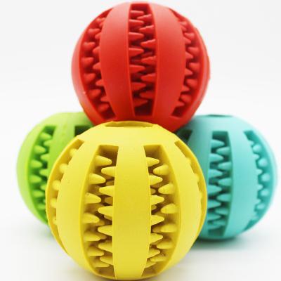 China Interactive Rubber Indestructible Treat Ball Food Puzzle Bite Pet Chew Dog Ball Dispensing Concealment Toys Viable for sale