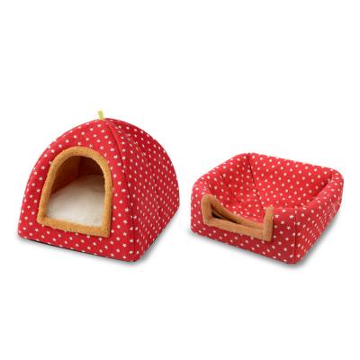 China Viable in the Cat House Cave Dog House Lovely Pet Actions Indoor Plush Bed Bedroom Foldable Dog Bed for sale