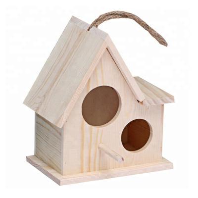 China Factory Custom DIY Breathable Creative Bird Nest Handmade Solid Wood Bird House Pastoral Style for sale