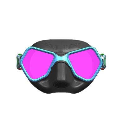 China Low volume silicone 65CC anti-fog tempered glass teen girl men women len deep scuba diving mask for hunting for sale