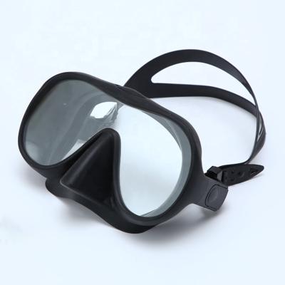 China Frameless single tempered wide view anti-fog glass safty lens scuba diving freedive mask for sale