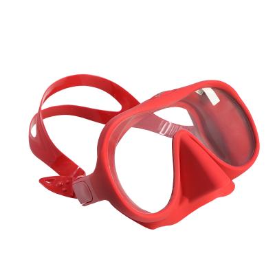 China Wholesale Frameless Liquid Silicone+PC Tempered Glass Lens Silicone Underwater Scuba Diving Mask For Adult for sale