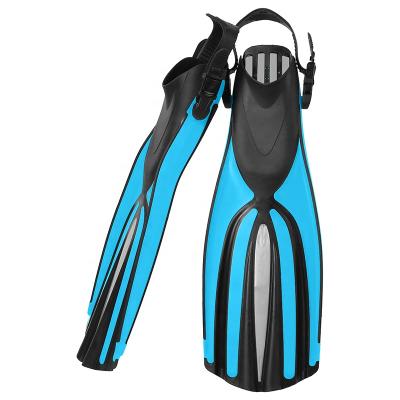 China Scuba Diving Underwater Fins Equipment Unisex Multiple Sizes Open Blade TPR Rubber Foot Heel Long Open Fins S/M 38-41 for sale