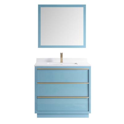 China eco-friendly & water proof & Durable 36 Inch Bathroom Vanity Sink And Classic Marble Bathroom Cabinet for sale