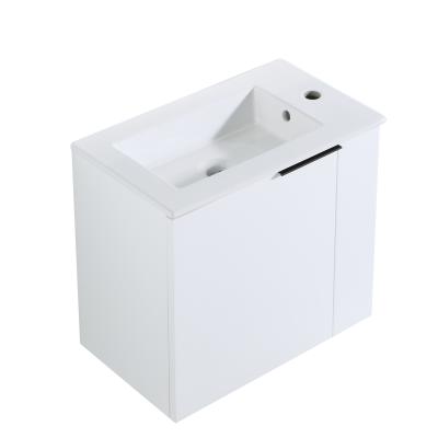 China eco-friendly & water proof & Durable 22 Inch Small Bathroom Cabinet Wall Mounting White Vanity for sale