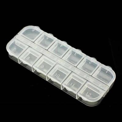 China 12pcs Per / Factory Wholesale 13*5*1.5cm Fill Clear Plastic Rhinestones SETfill Rhinestones Bead Powder Nail Rhinestones Box for sale