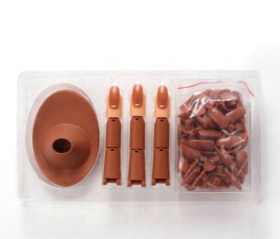 China Manicure Common Finger Nail Mechanical Film Set Fashion High Quality Trend Brown Professional Mechanical Nail Hand Tips For Nail Practice for sale